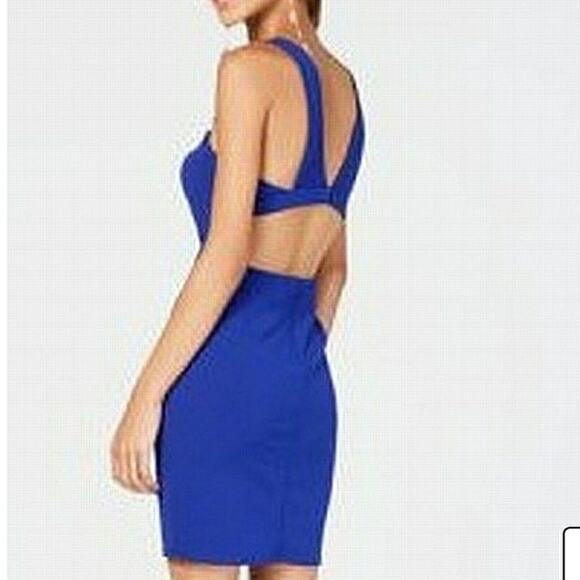 NEW City Studio blue halter open back cut out sheath dress junior size 5 - Picture 2 of 11